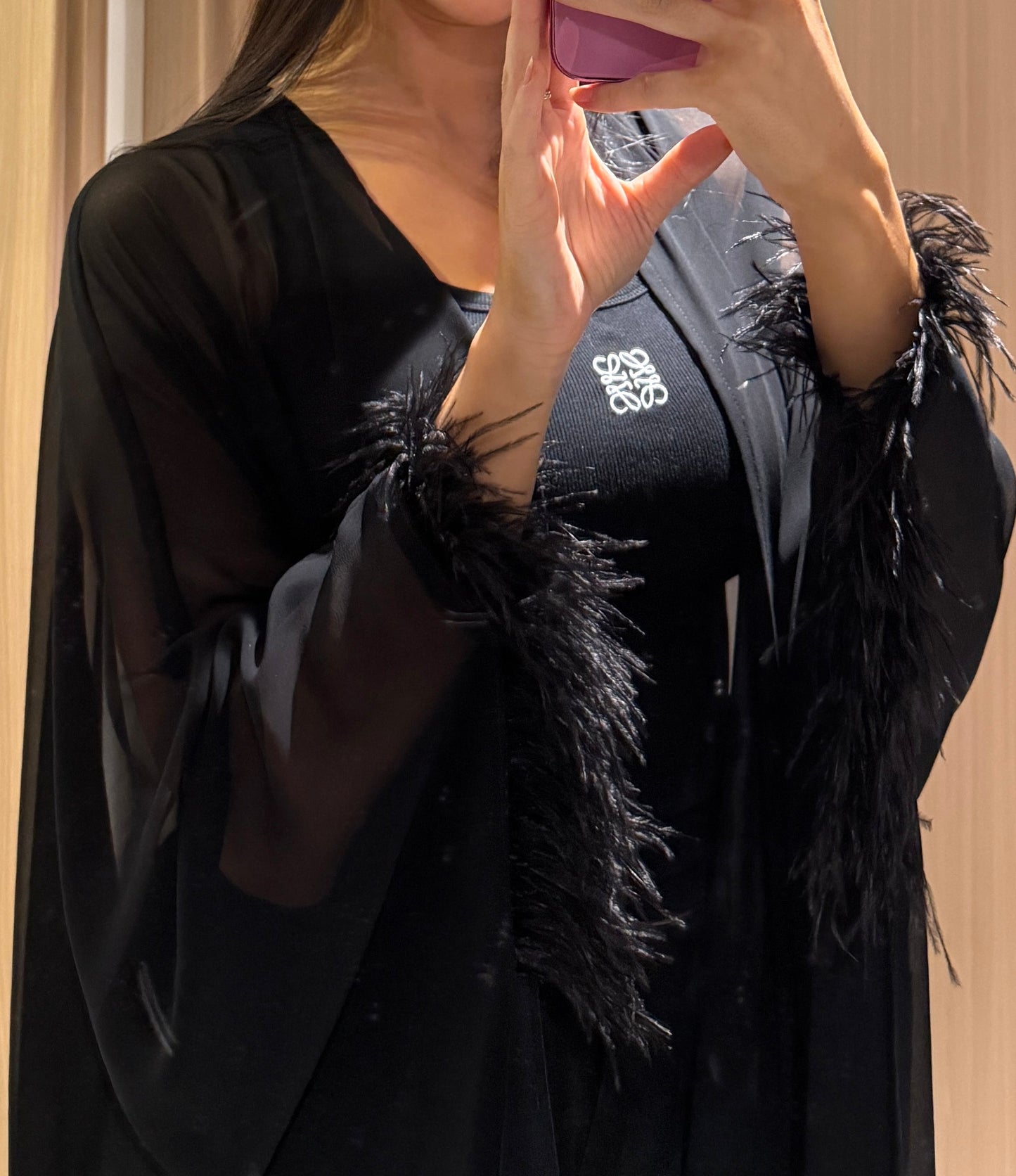 Noir Grace – Feather Detail Abaya